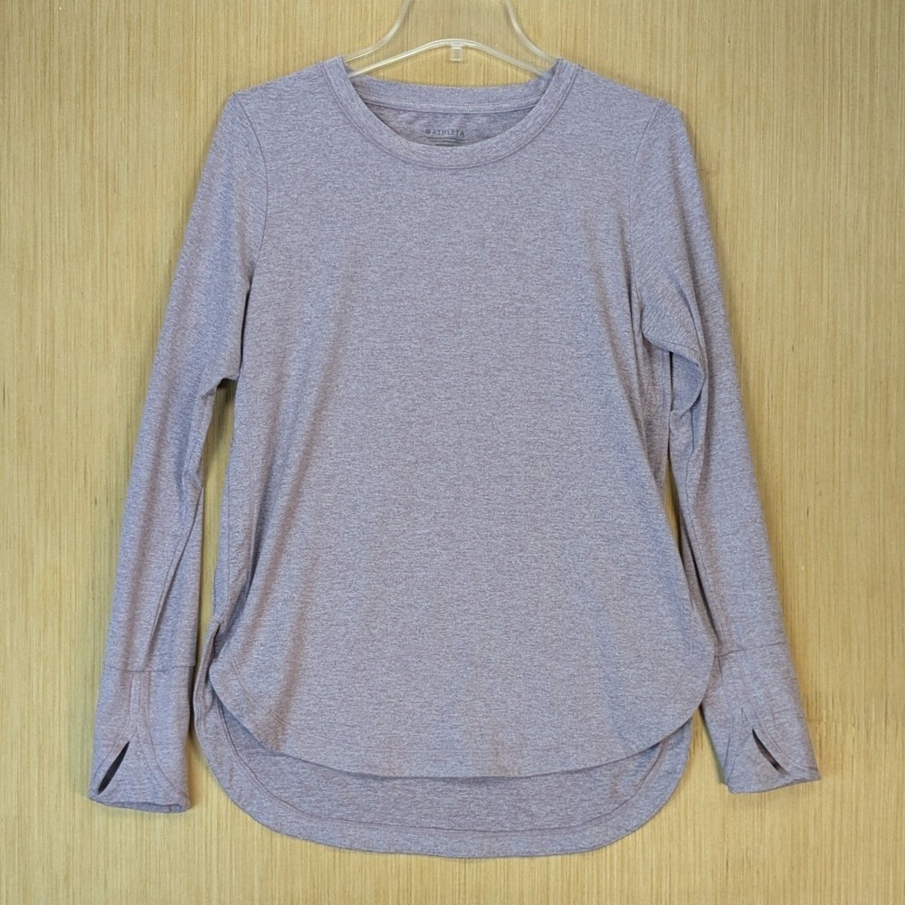 Athleta Uptempo Top Womens Medium Purple Heather Athleisure Running Thumbholes